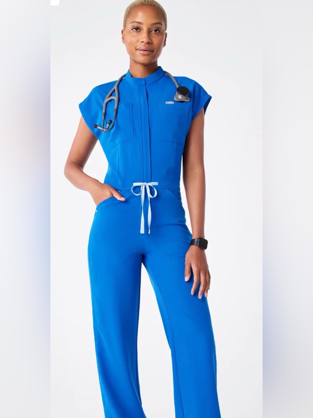 Figs Wide Leg Royal Blue Rafael ScrubJumpsuit